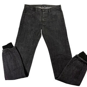 Men’s Black Jogger Jean Size 30 Denim Sweatpant Hybrid Tapered Casual Streetwear